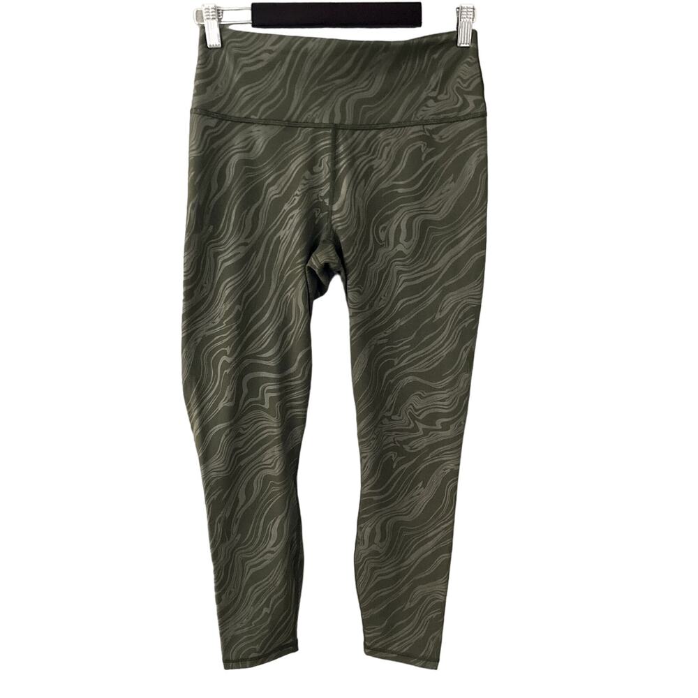 Fabletics PowerHold High Waisted 7/8 Leggings - Olive Green Swirl - No Size Tag